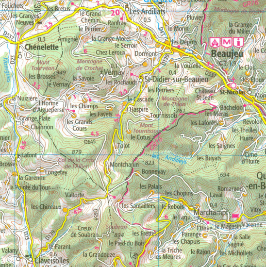 detail IGN 150 Lyon / Villefranche-sur-Saone 1:100t mapa IGN