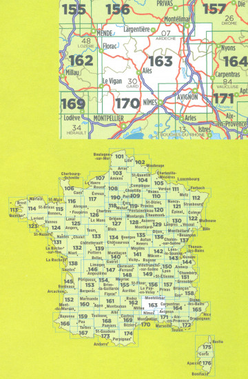 detail IGN 163 Avignon / Nimex 1:100t mapa IGN