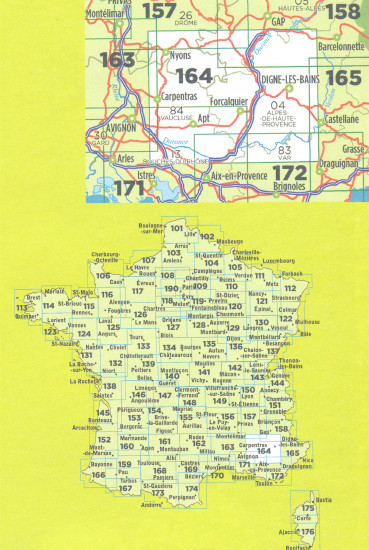 detail IGN 164 Carpentras / Digne-Les-Bains 1:100t mapa IGN