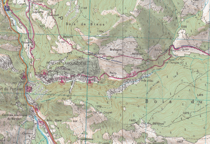 detail IGN 1547 OT Ossau, Vallee d Aspen 1:25t mapa IGN