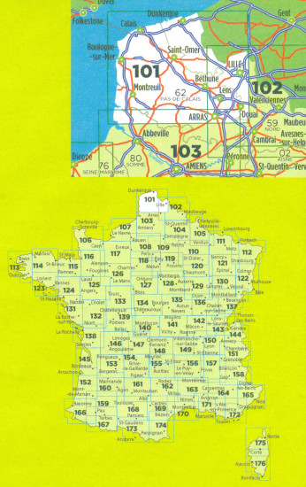 detail IGN 101 Lille Boulogne-sur-Mer 1:100 mapa IGN