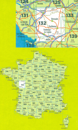 detail IGN 132 Cholet Niort 1:100t mapa IGN