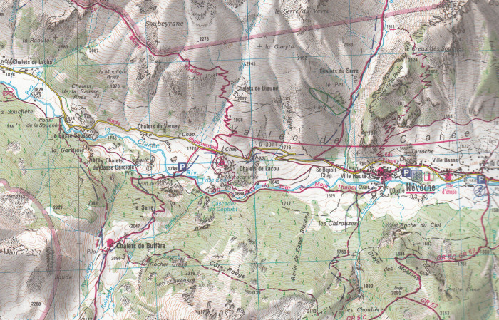 detail IGN 3535OT Nevache Mont Thabor 1:25t mapa IGN