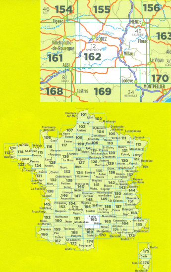 detail IGN 162 Rodez Millau 1:100t mapa IGN