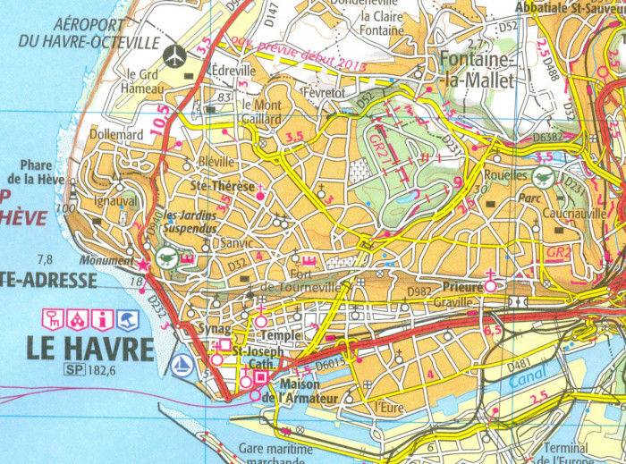 detail IGN 107 Rouen, Le Havre 1:100t mapa IGN