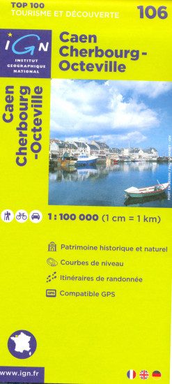 detail IGN 106 Caen, Cherbourg - Octeville 1:100t mapa IGN