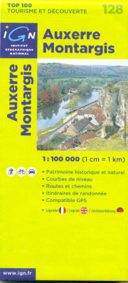 IGN 128 Auxerre, Montargis 1:100t mapa IGN
