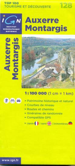 detail IGN 128 Auxerre, Montargis 1:100t mapa IGN