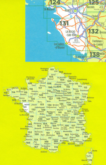detail IGN 131 Nantes La-Roche-sur-Yon 1:100t mapa IGN