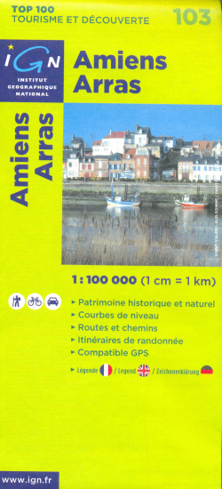 detail IGN 103 Amiens, Arras 1:100t mapa IGN