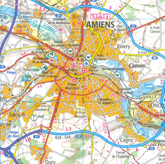 detail IGN 103 Amiens, Arras 1:100t mapa IGN