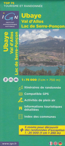 Ubaye, Val d´Allos, Lac de Serre-Poncon 1:75t mapa IGN