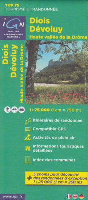 Diois, Devoluy, hte Vallée de la Drome 1:75t mapa IGN