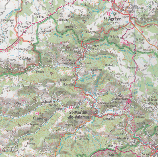 detail Monts d´Ardeche 1:75t mapa IGN