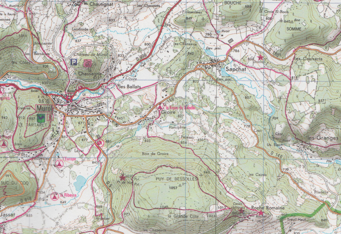 detail Chaine des Puys - Massif du Sancy 1:25t mapa IGN