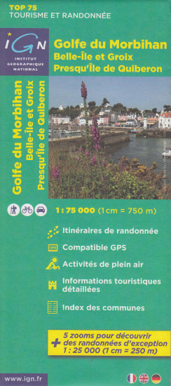 detail Golfe du Morbihan, Ile Groix, Belle Ile 1:75t mapa IGN