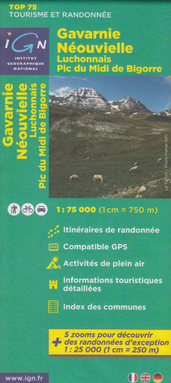 detail Gavarnie, Néouvielle, Luchonnais 1:75t mapa IGN