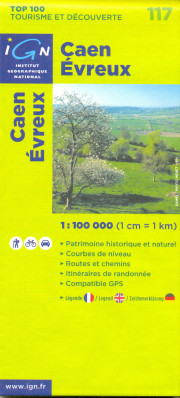 IGN 117 Caen, Evreux 1:100t mapa IGN