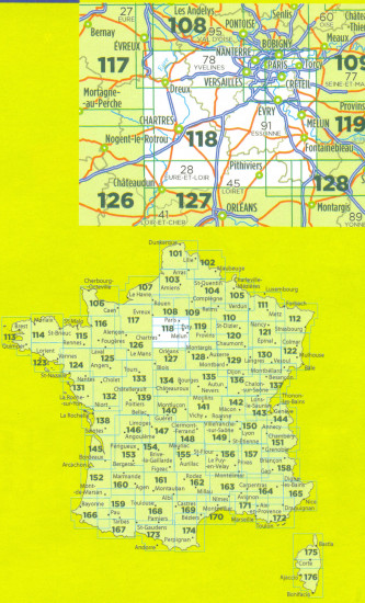 detail IGN 118 Paris, Chartres 1:100t mapa IGN
