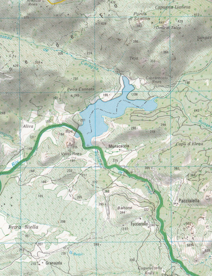 detail IGN 4254 OT Sartene, Montagne de Cagna, PNR de Corse 1:25t mapa IGN