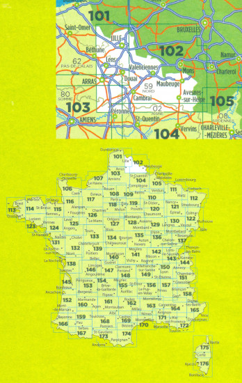 detail IGN 102 Lille, Maubeuge 1:100t mapa IGN
