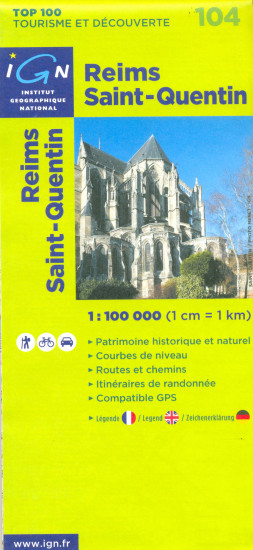 detail IGN 104 Reims, St-Quentin 1:100t mapa IGN