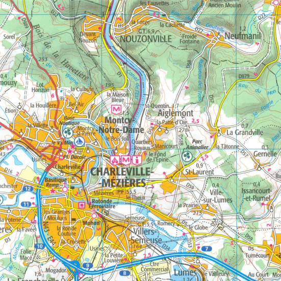 detail IGN 105 Charleville-Méziers, Verdun 1:100t mapa IGN
