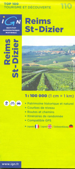 detail IGN 110 Reims, St-Dizier 1:100t mapa IGN