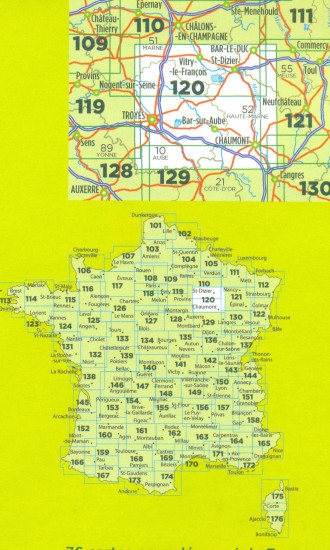 detail IGN 120 St-Dizier, Chaumont 1:100t mapa IGN