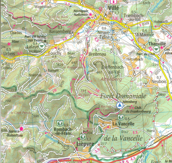 detail IGN 122 Colmar, Mulhouse, Bale 1:100t mapa IGN
