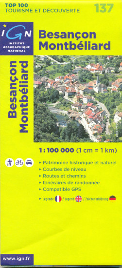 detail IGN 137 Besancon, Montbéliard 1:100t mapa IGN