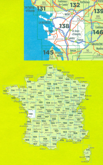 detail IGN 138 La Rochelle, Saintes 1:100t mapa IGN