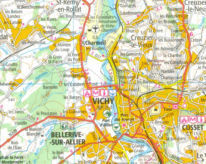 detail IGN 141 Moulins, Vichy 1:100t mapa IGN