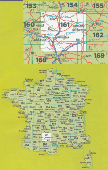 detail IGN 161 Montauban, Albi 1:100t mapa IGN