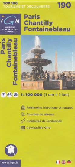 detail IGN 190 Paris, Chantily, Fontainebleau 1:100t mapa IGN