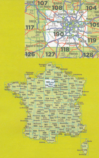 detail IGN 190 Paris, Chantily, Fontainebleau 1:100t mapa IGN