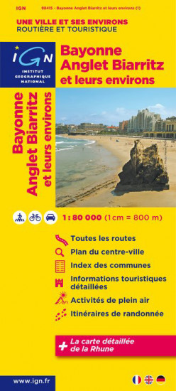 detail Bayonne / Anglet / Biarritz & okolí 1:80t mapa IGN