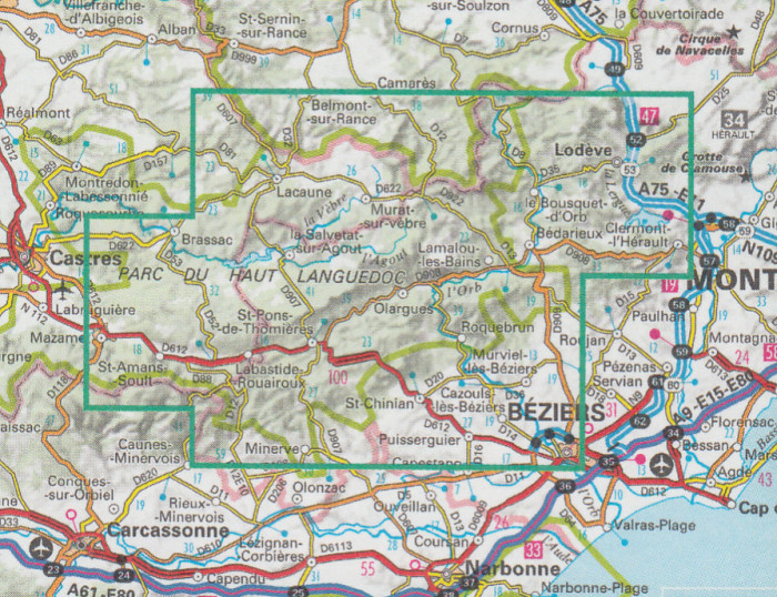 detail Haut-Languedoc 1:75t mapa IGN