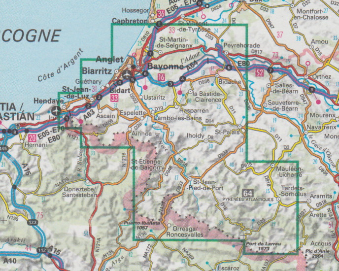 detail Pays Basque 1:75t mapa IGN