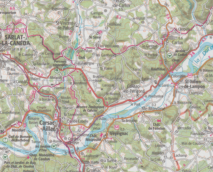 detail Périgord Noir, Haut-Quercy 1:75t mapa IGN