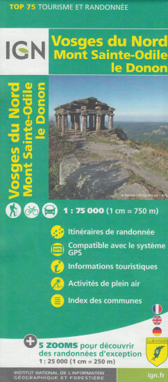 detail Vosges du Nord, Mont St Odile 1:75t mapa IGN