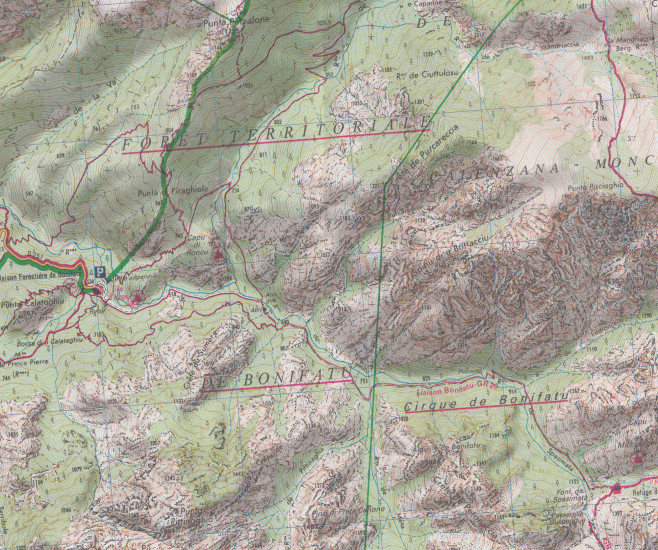 detail Calvi, Cargese, Mt Cinto 1:75t mapa IGN