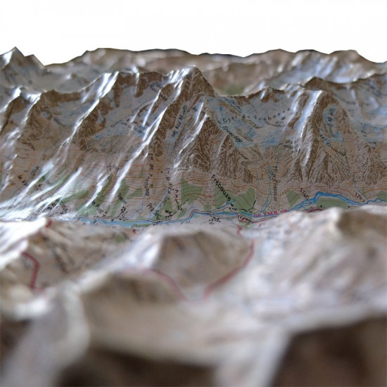 detail Massif du Mont Blanc reliéfní mapa 1:56.000 IGN