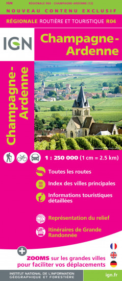 detail Champagne-Ardenne regionální mapa Francie 1:250 000 IGN