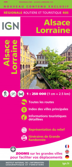 detail Alsace / Lorraine regionální mapa Francie 1:250 000 IGN