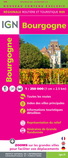 detail Bourgogne regionální mapa Francie v měřítku 1:250 000 IGN