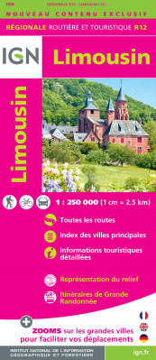 Limousin regionální mapa Francie v měřítku 1:250 000 IGN