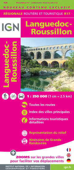 detail Languedoc / Roussillon regionální mapa Francie v měřítku 1:250 000 IGN
