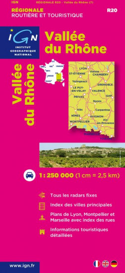 detail Vallée du Rhône regionální mapa Francie v měřítku 1:250 000 IGN