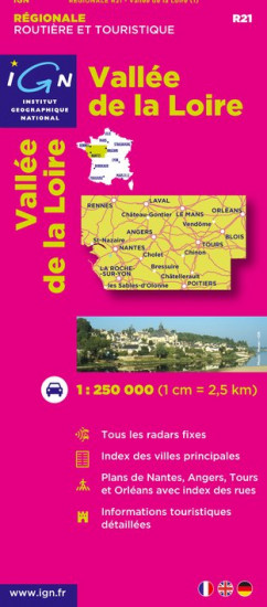 detail Vallée de la Loire regionální mapa Francie v měřítku 1:250 000 IGN